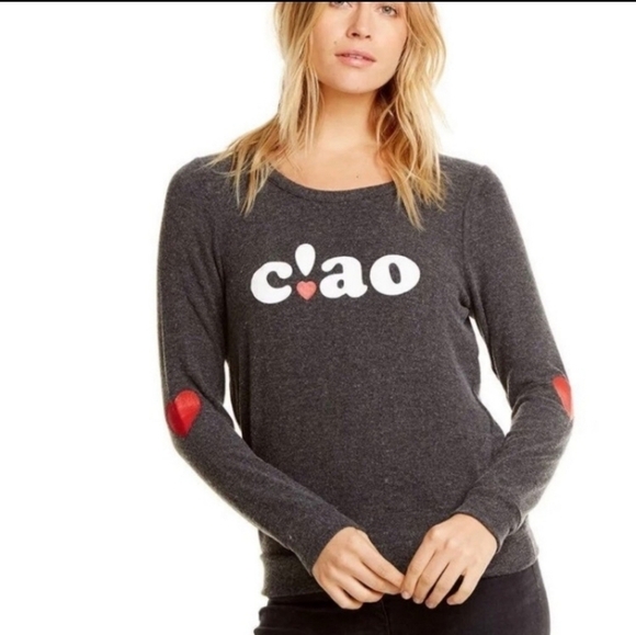Chaser Ciao long sleeves cutout back gray top - Picture 1 of 7